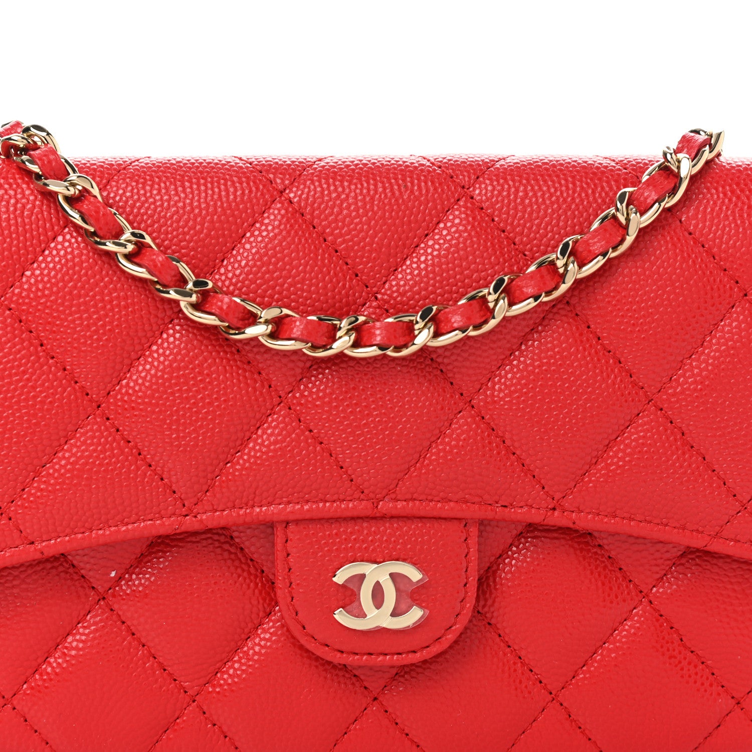 Chanel Caviar Quilted Flap Phone Holder With Chain Red 10 of 11