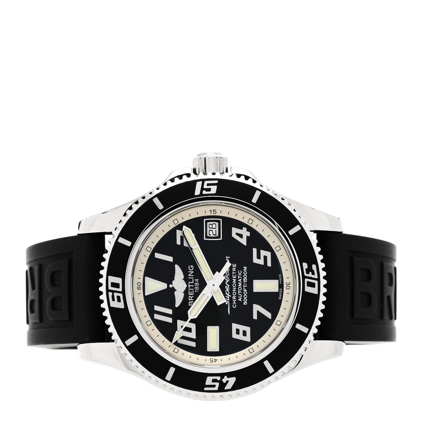 Stainless Steel Rubber 42mm Super Ocean Chronometer Automatic Watch Black A1736402/BA29