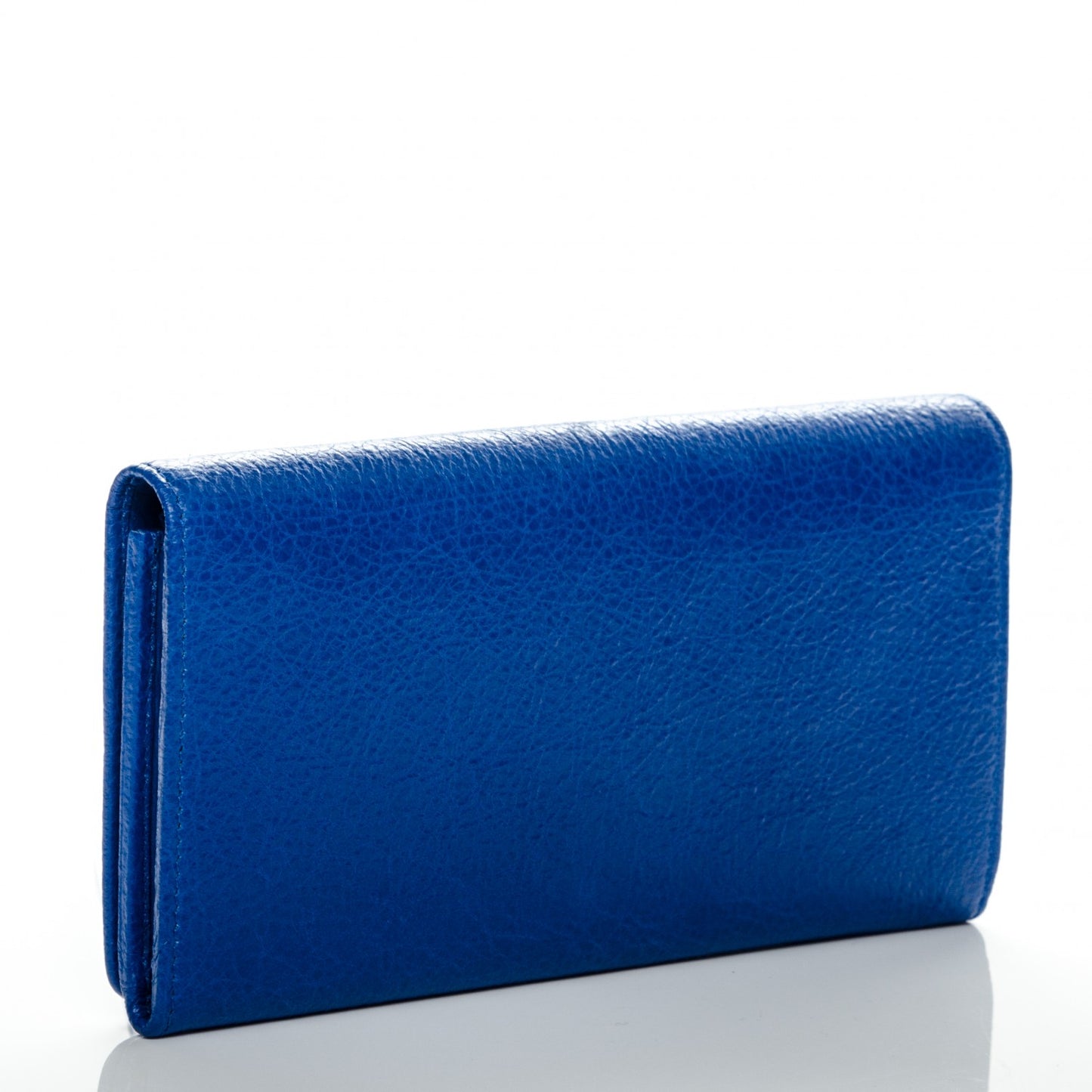 Agneau Giant 12 Silver Hardware Money Wallet Bleu Lazuli
