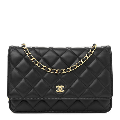 Chanel Lambskin Quilted Wallet On Chain WOC Black 1 of 13