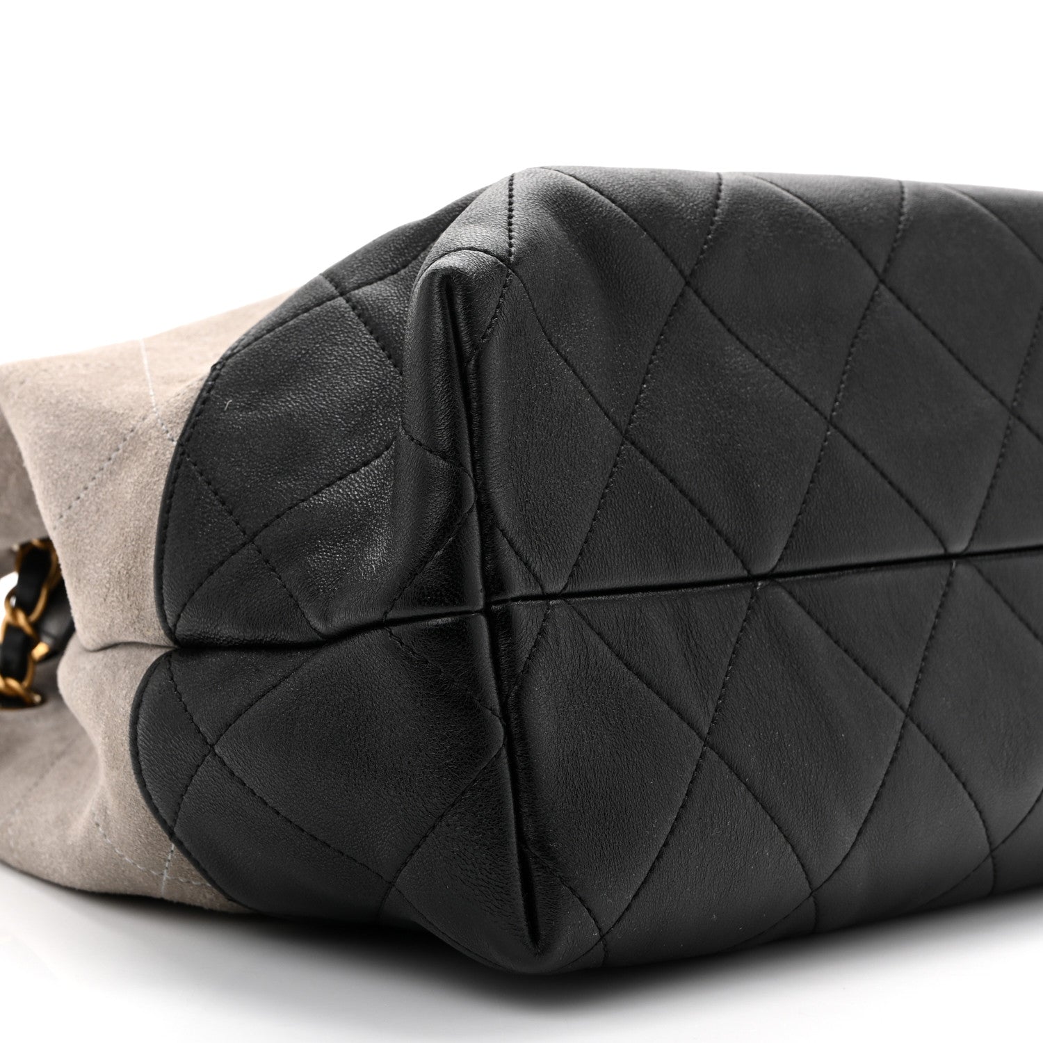 Chanel Suede Calfskin Shiny Lambskin Quilted Large Coco Base Shopping Bag Grey Black 9 of 10