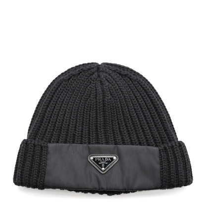 Prada Wool Re-Nylon Beanie Hat M Black 1 of 5