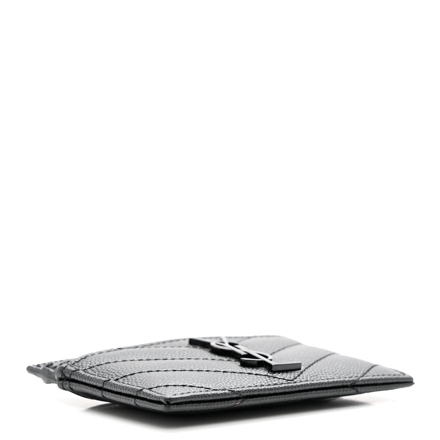Grain De Poudre Matelasse Chevron Monochrome Monogram Credit Card Case Black