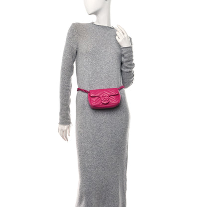 Gucci Calfskin Matelasse Monochrome GG Marmont Chain Belt Bag Classic Fuxia 2 of 10