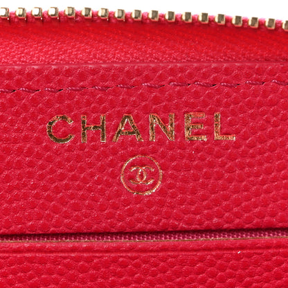 Chanel Caviar Camellia Embossed Medium Zip Around Gusset Wallet Pink 6 of 10