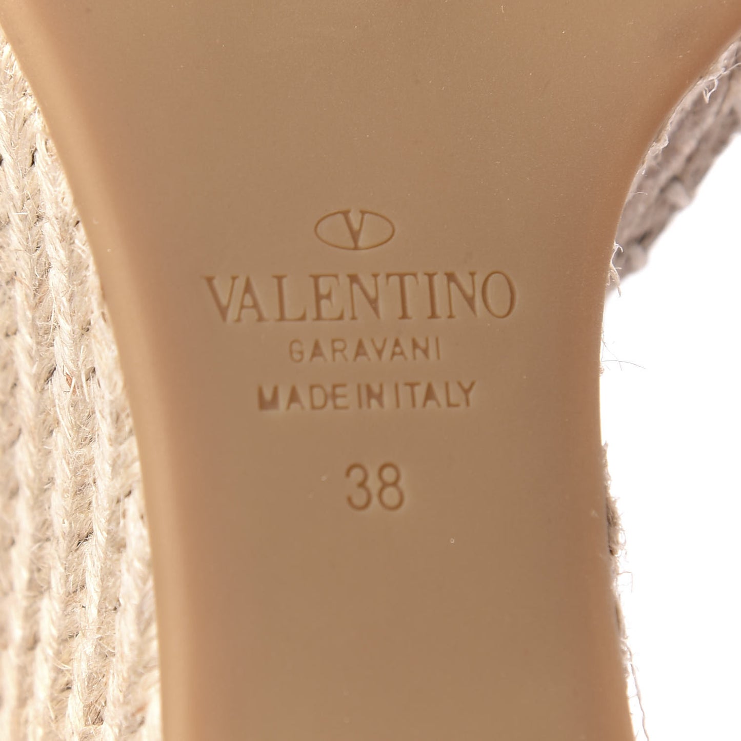 Grained Calfskin Rockstud Ankle Strap Espadrille 15/105mm Wedge Sandals 38 Blu Delft Natural