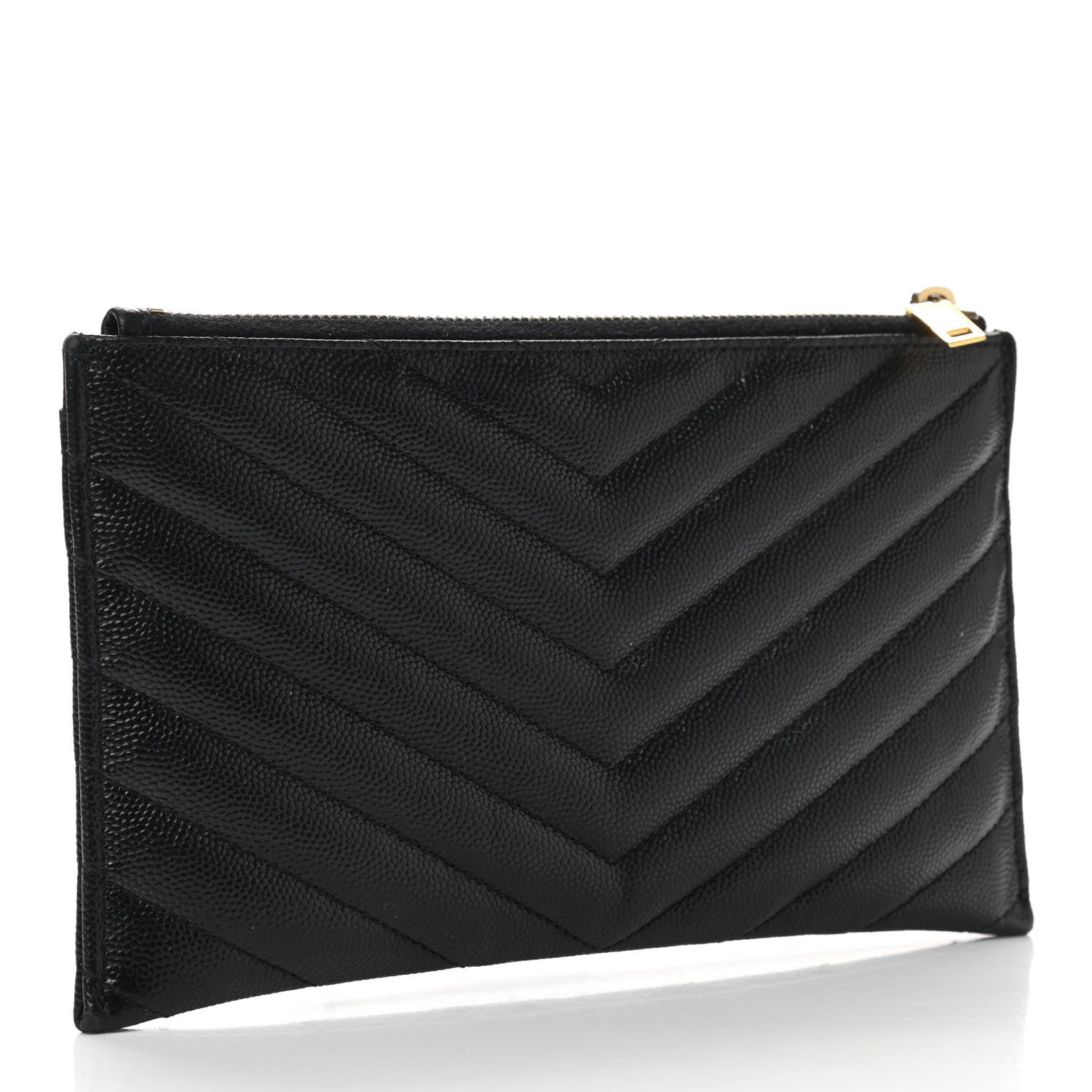 Saint Laurent Grain De Poudre Chevron Monogram Bill Pouch Black 3 of 13