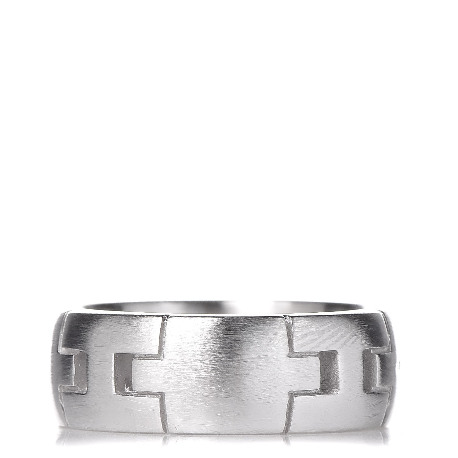 Hermes 18K White Gold Hercules H Band Ring 49 4.75 3 of 5