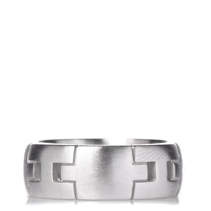 Hermes 18K White Gold Hercules H Band Ring 49 4.75 3 of 5