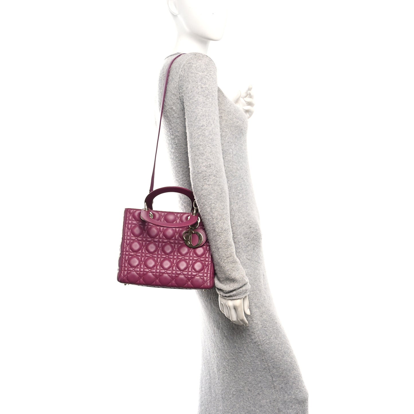 Lambskin Cannage Medium Lady Dior Purple