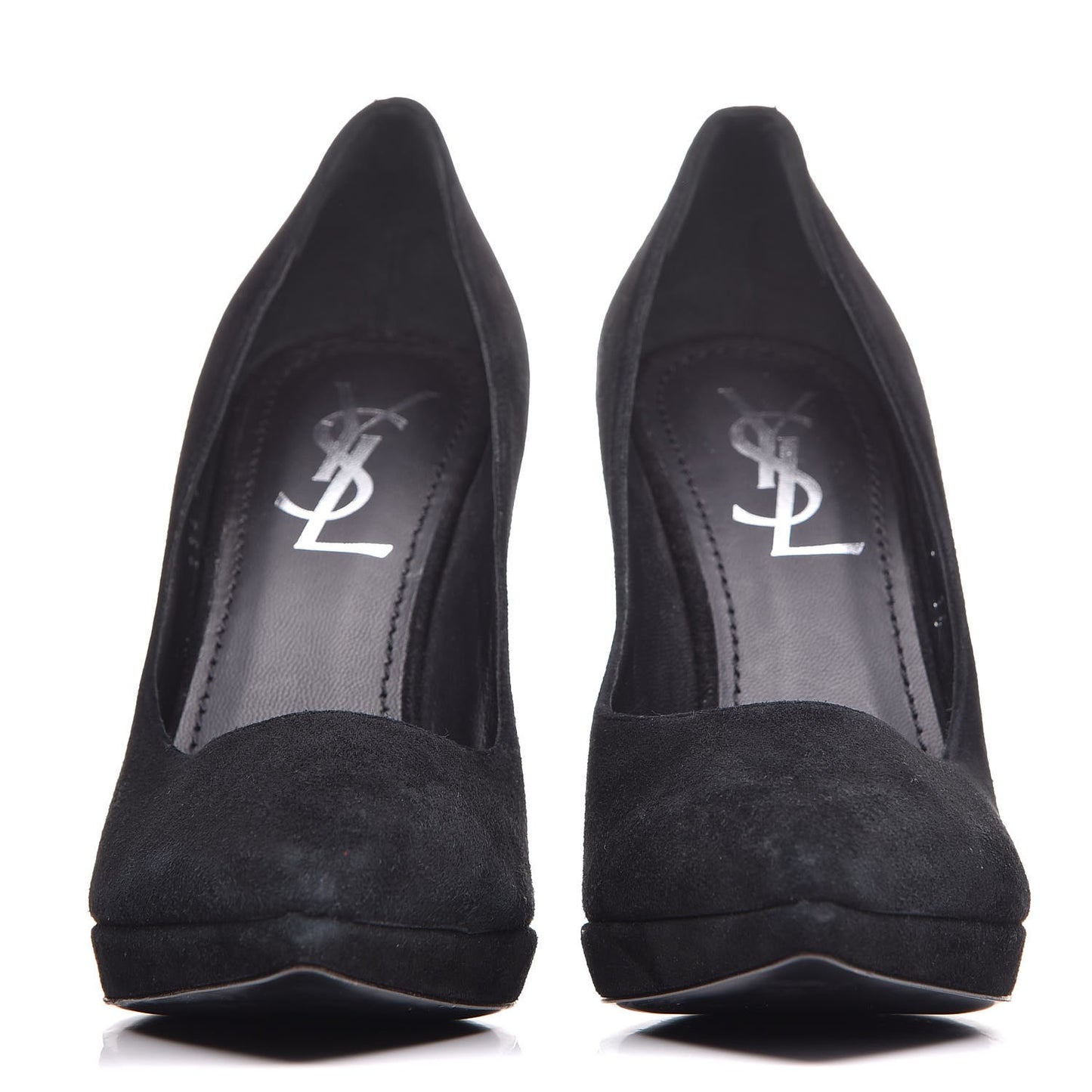 Suede Pointed Toe Platform Pumps 36 Black