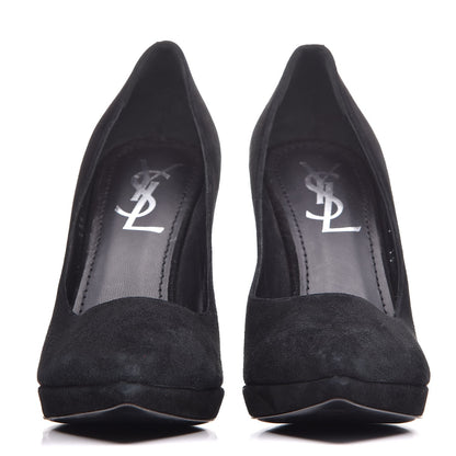 Saint Laurent Suede Pointed Toe Platform Pumps 36 Black 2 of 10