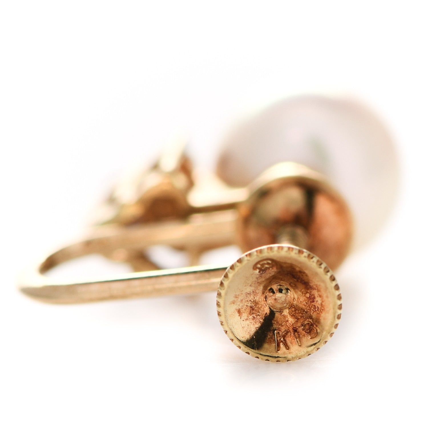 Mikimoto 18K Yellow Gold Diamond Akoya Pearl 8mm Screw-On Earrings 4 of 4