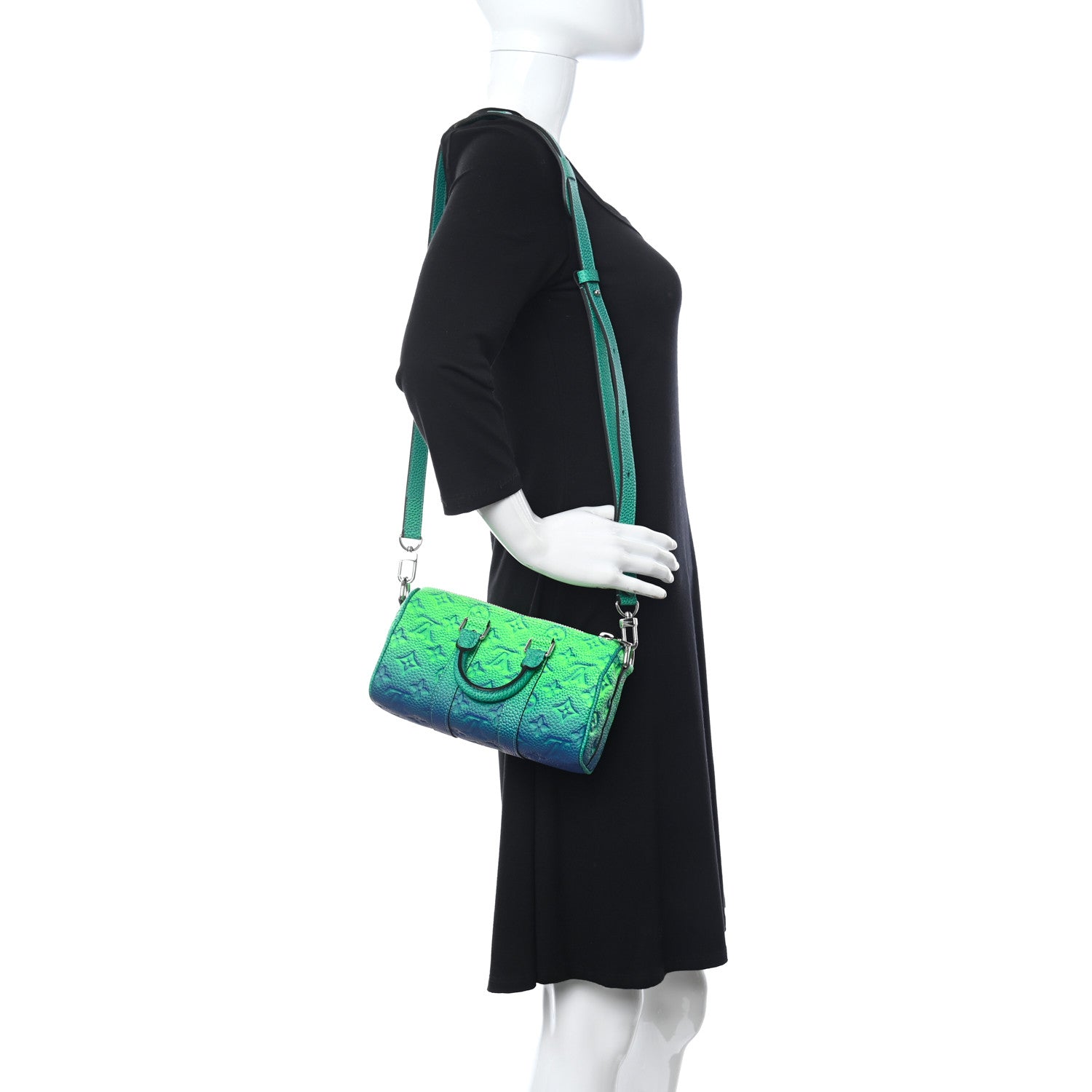 Louis Vuitton Taurillon Illusion Keepall XS Bleu Vert 2 of 10
