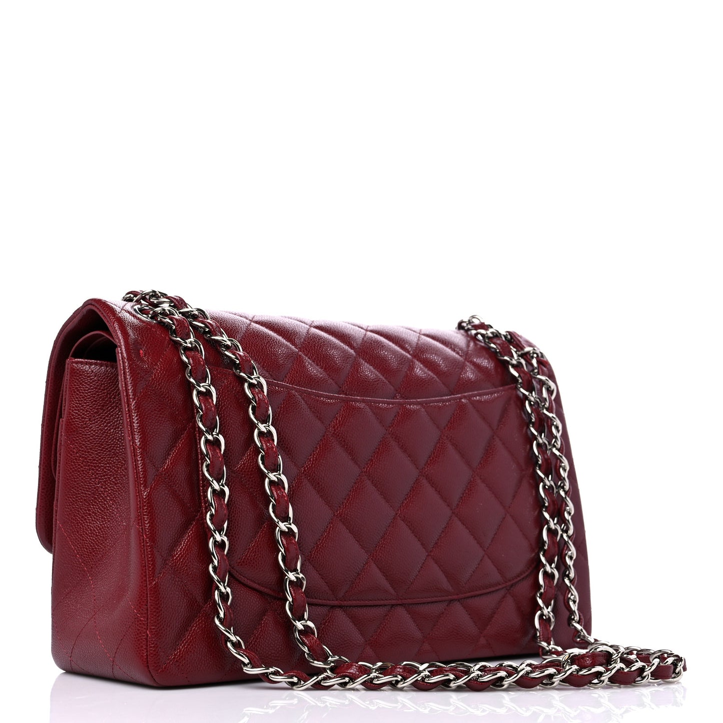 Caviar Quilted Jumbo Double Flap Dark Red