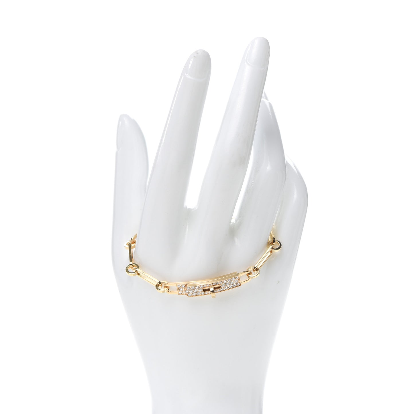 18K Yellow Gold Diamond Pave PM Kelly Chaine Bracelet SH