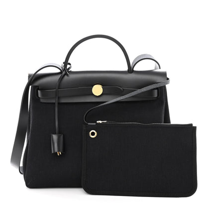 Hermes Military Toile Vache Hunter Herbag Zip Retourne 31 PM Black 1 of 8