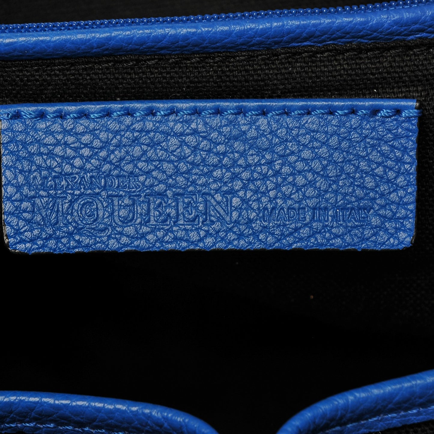 Pebbled Calfskin Small Skull Padlock Zip Around Tote Bright Blue