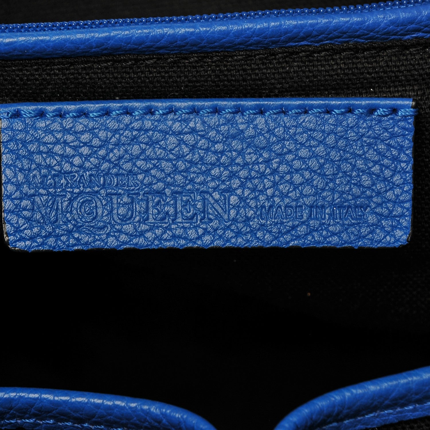 Alexander McQueen Pebbled Calfskin Small Skull Padlock Zip Around Tote Bright Blue 7 of 8