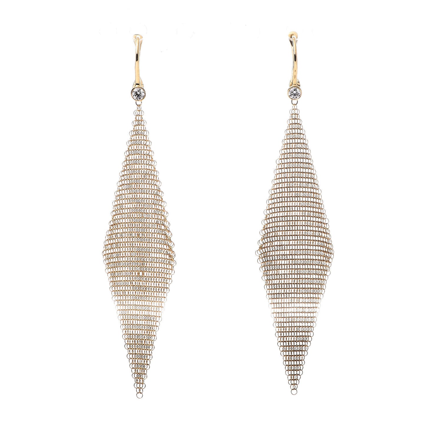 18K Yellow Gold Diamond Elsa Peretti Mesh Earrings