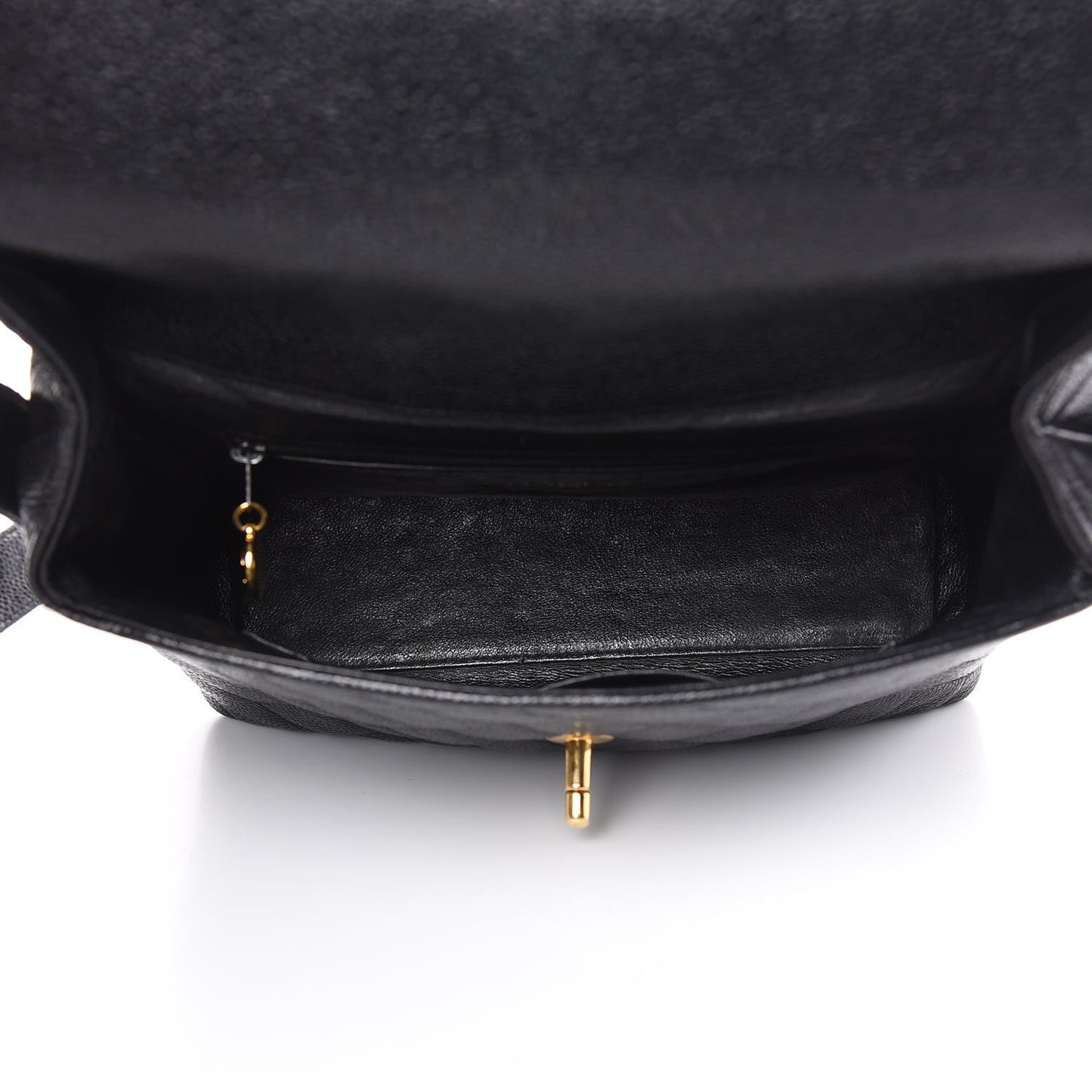 Caviar Quilted Flap Shoulder Bag Black