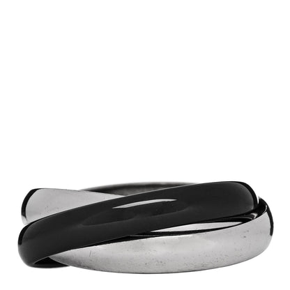 Cartier 18K White Gold Black Ceramic Trinity Ring 56 7.5 3 of 5