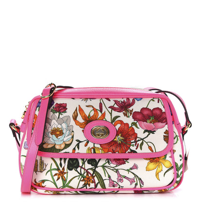 Gucci Canvas Flora Floral Shoulder Bag White Fuchsia Fluo 1 of 12