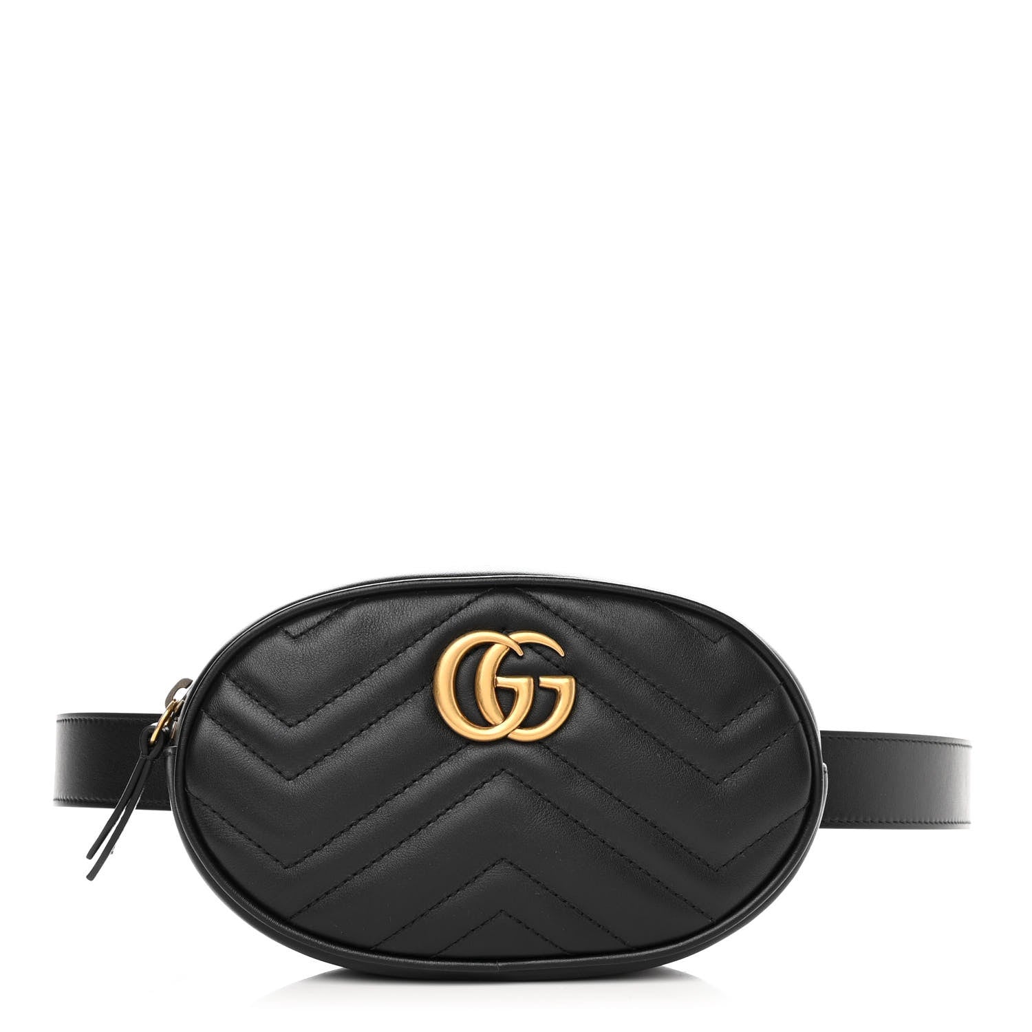 Gucci Calfskin Matelasse GG Marmont Belt Bag 85 34 Black 1 of 10
