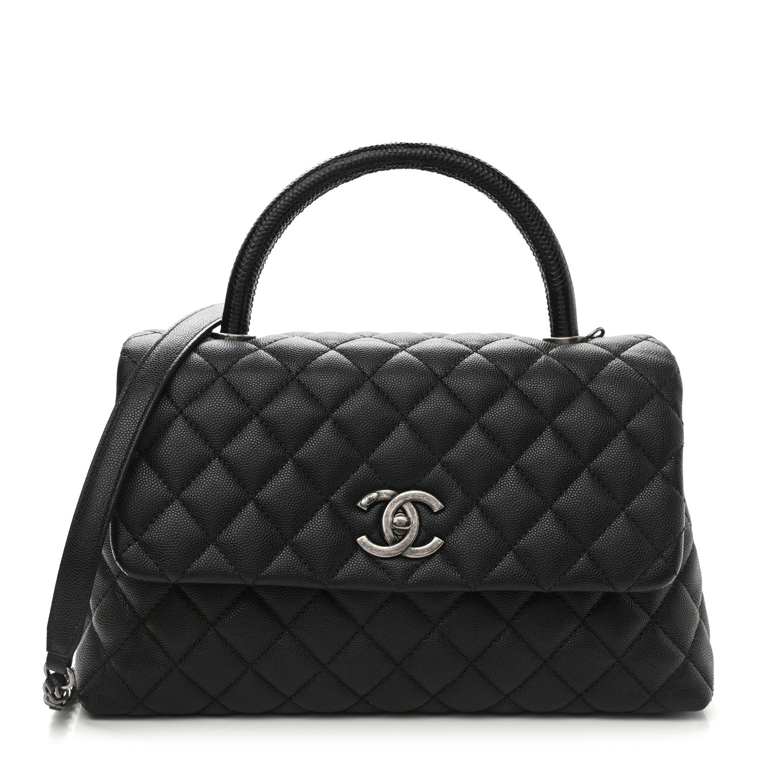 Chanel Caviar Lizard Quilted Small Coco Handle Flap Black 1 of 9