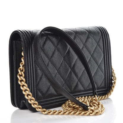 Chanel Caviar Quilted Boy Wallet On Chain WOC Black 3 of 9