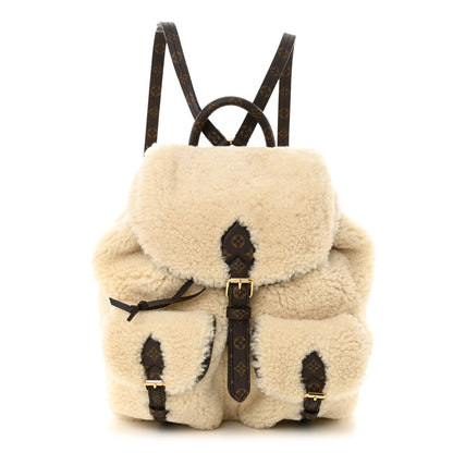 Louis Vuitton Monogram Shearling Ski Backpack Cream 1 of 10