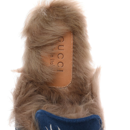 Gucci Velvet Fur Dragon Embroidered Mens Princetown Slippers 7 Zaffre Dark Zaffre 6 of 9