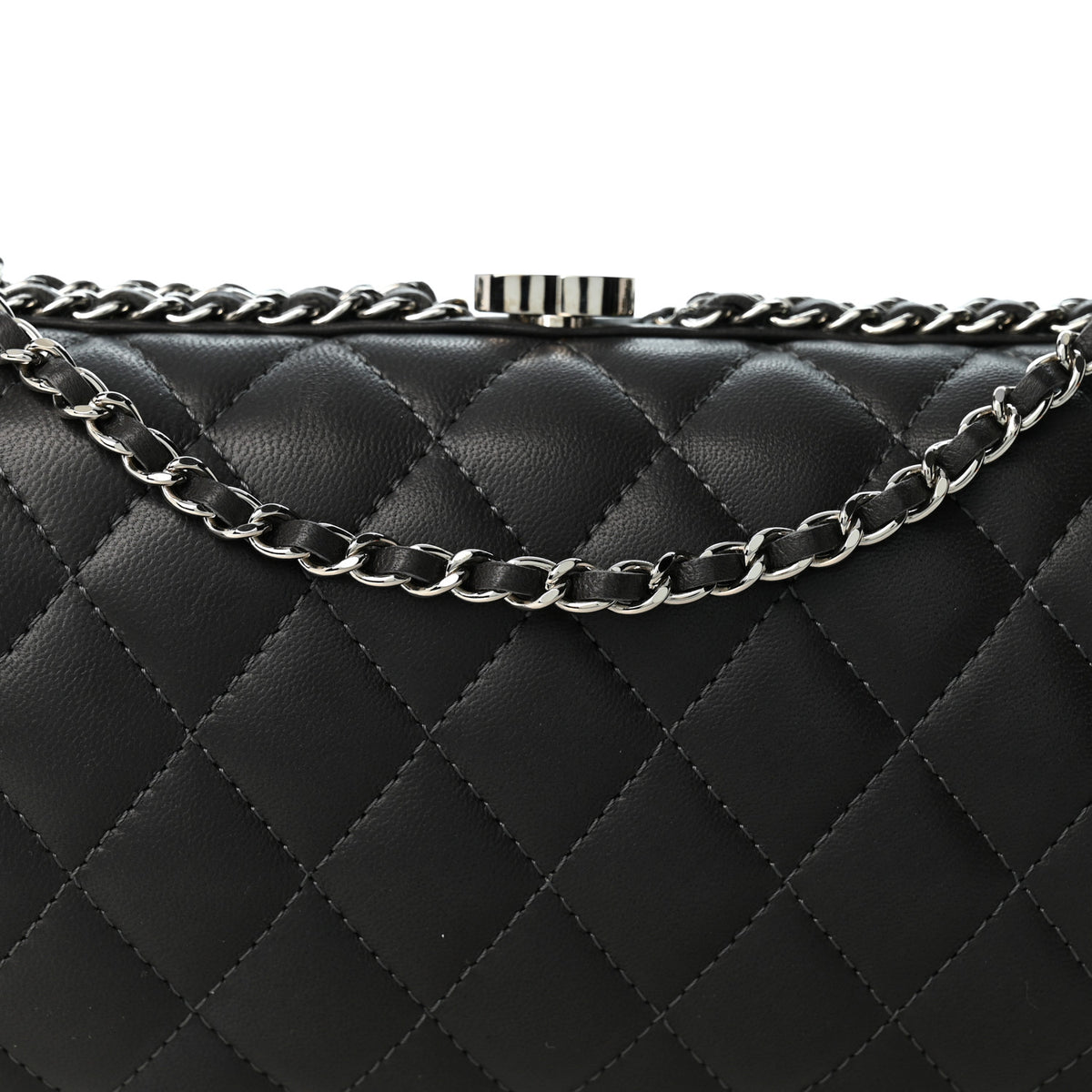 Chanel Lambskin Quilted Chain Around Clutch Grey 8 of 10
