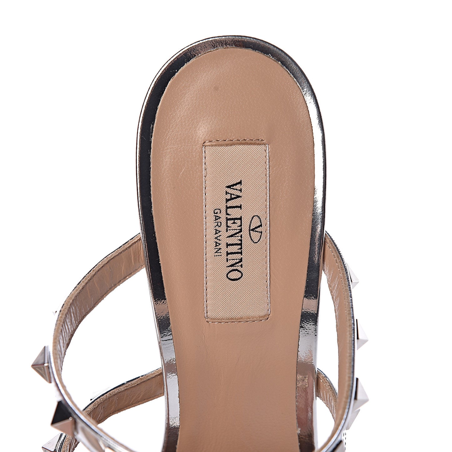Metallic Pebbled Calfskin Rockstud 90mm Cage Mules 40 Silver