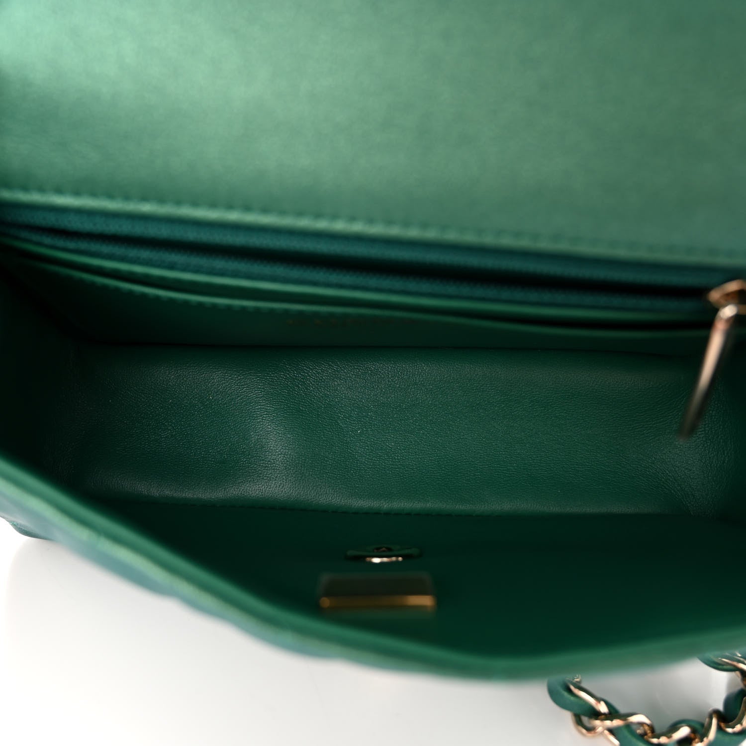 Chanel Iridescent Calfskin Quilted Mini Rectangular Flap Green 5 of 10