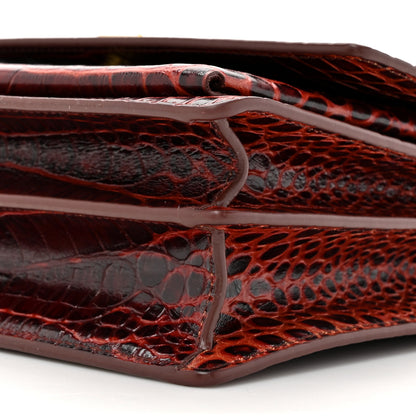 Saint Laurent Calfskin Crocodile Embossed Medium Monogram Sunset Amber 10 of 12