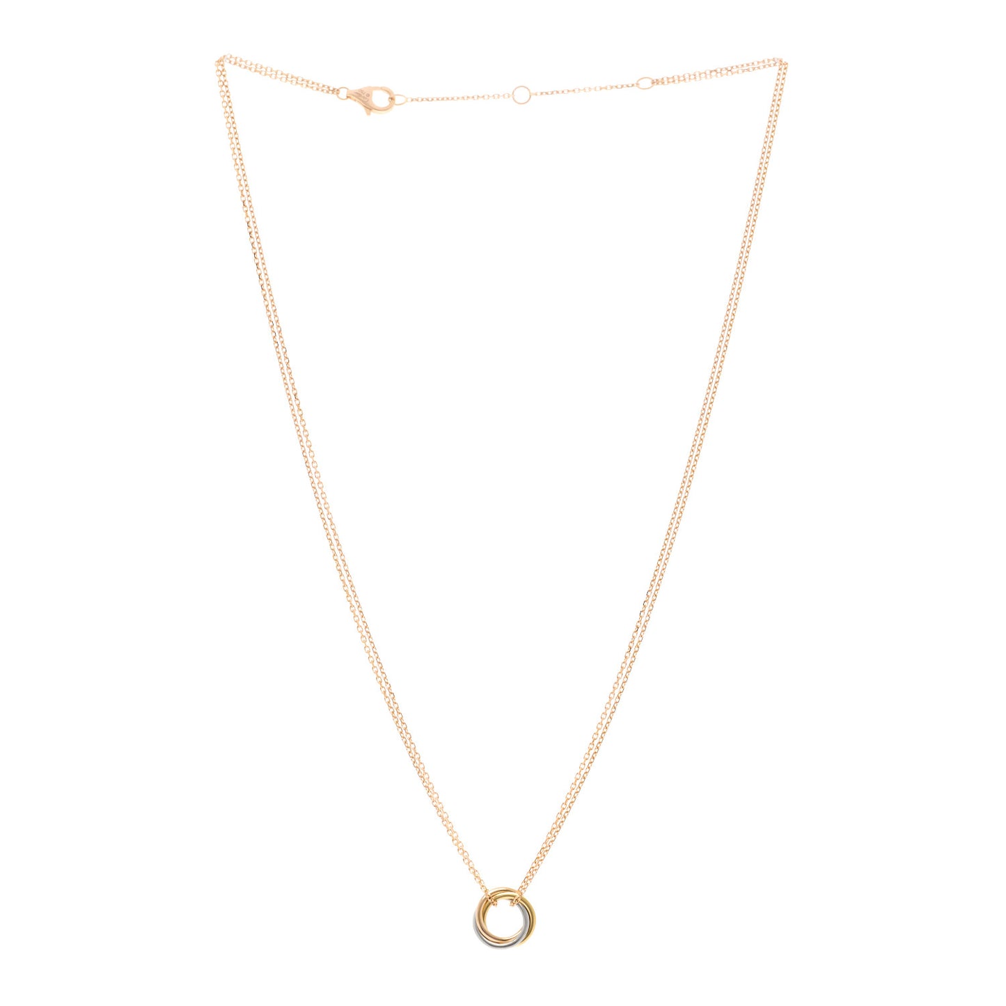18K Pink Yellow White Gold Trinity Double Chain Pendant Necklace