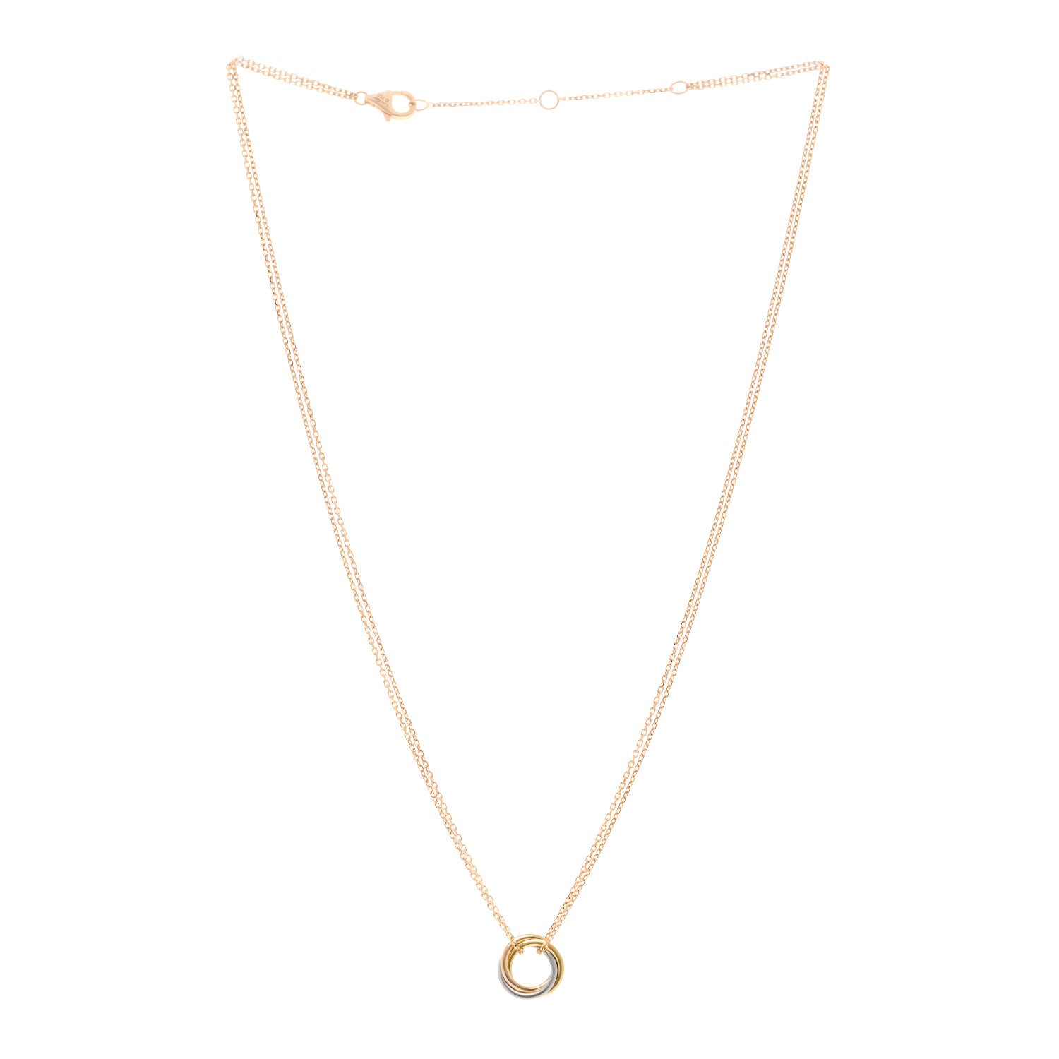 Cartier 18K Pink Yellow White Gold Trinity Double Chain Pendant Necklace 3 of 4
