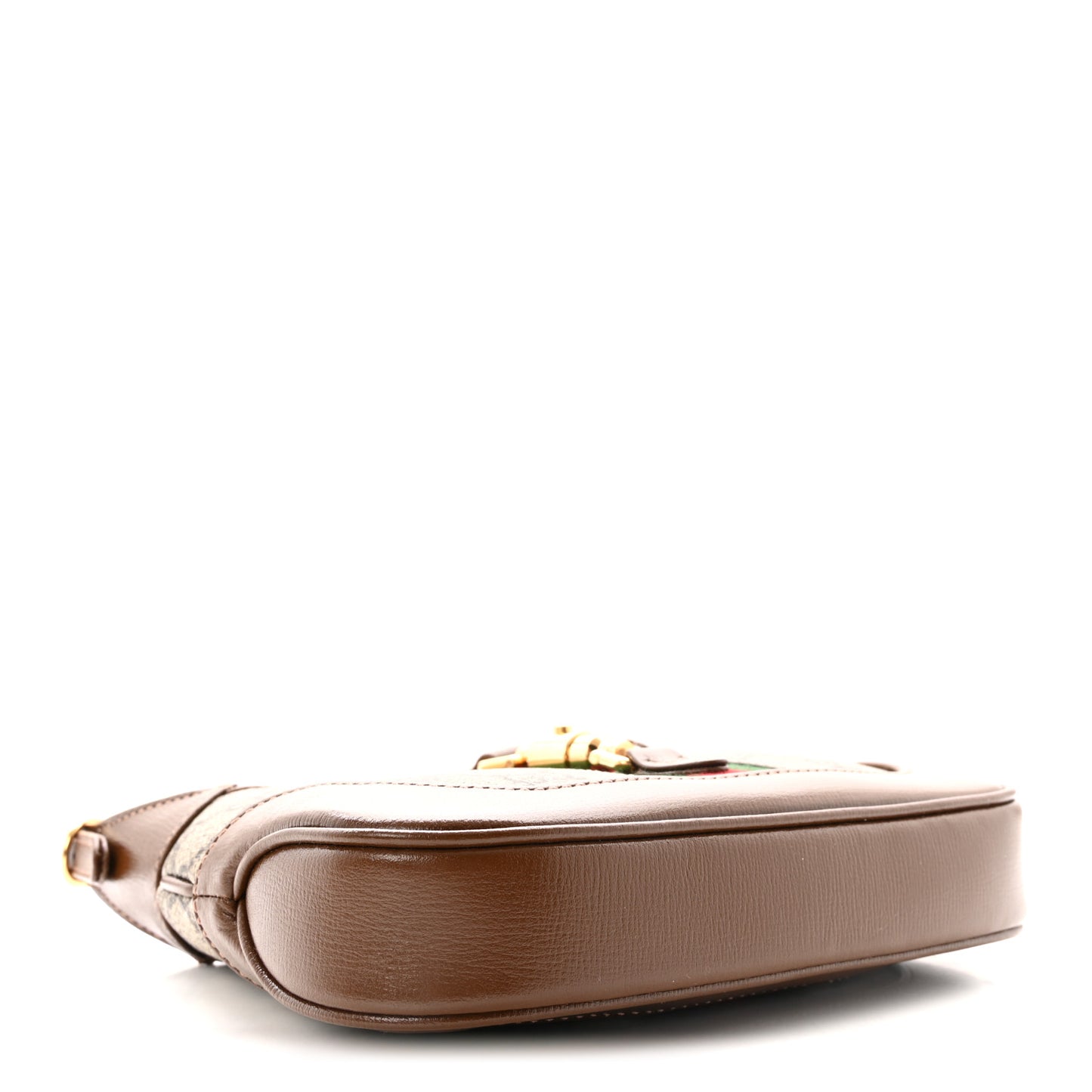 GG Supreme Monogram Azalea Calfskin Web Mini Jackie 1961 Hobo Beige Ebony Brown Sugar
