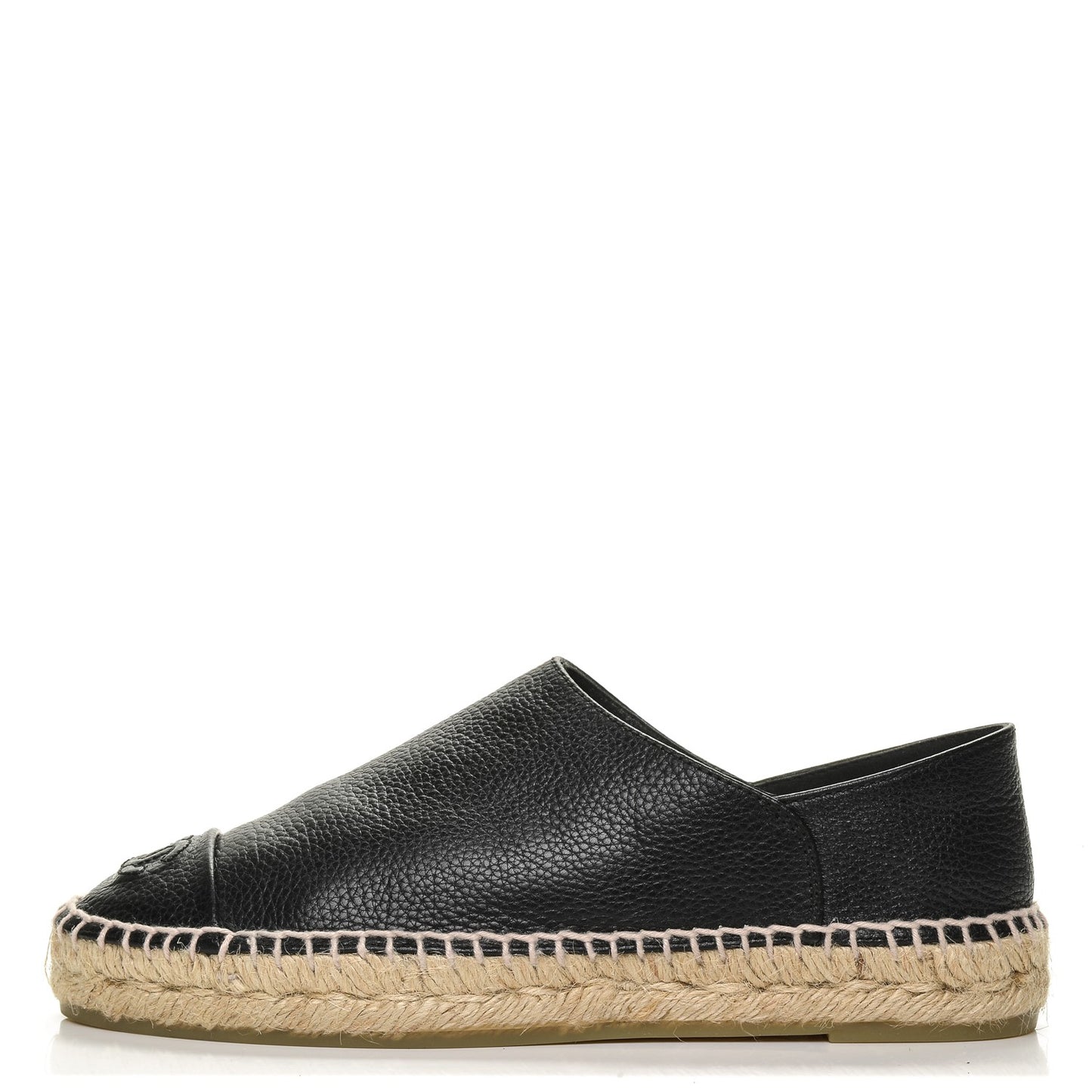 Grained Calfskin CC Espadrilles 37 Black