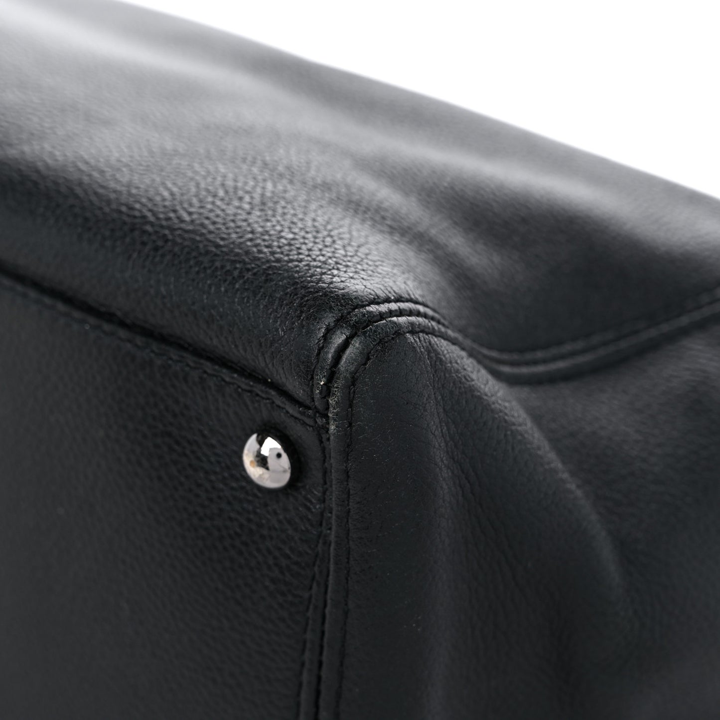Calfskin Mademoiselle Lock Cerf Executive Shopper Tote Black