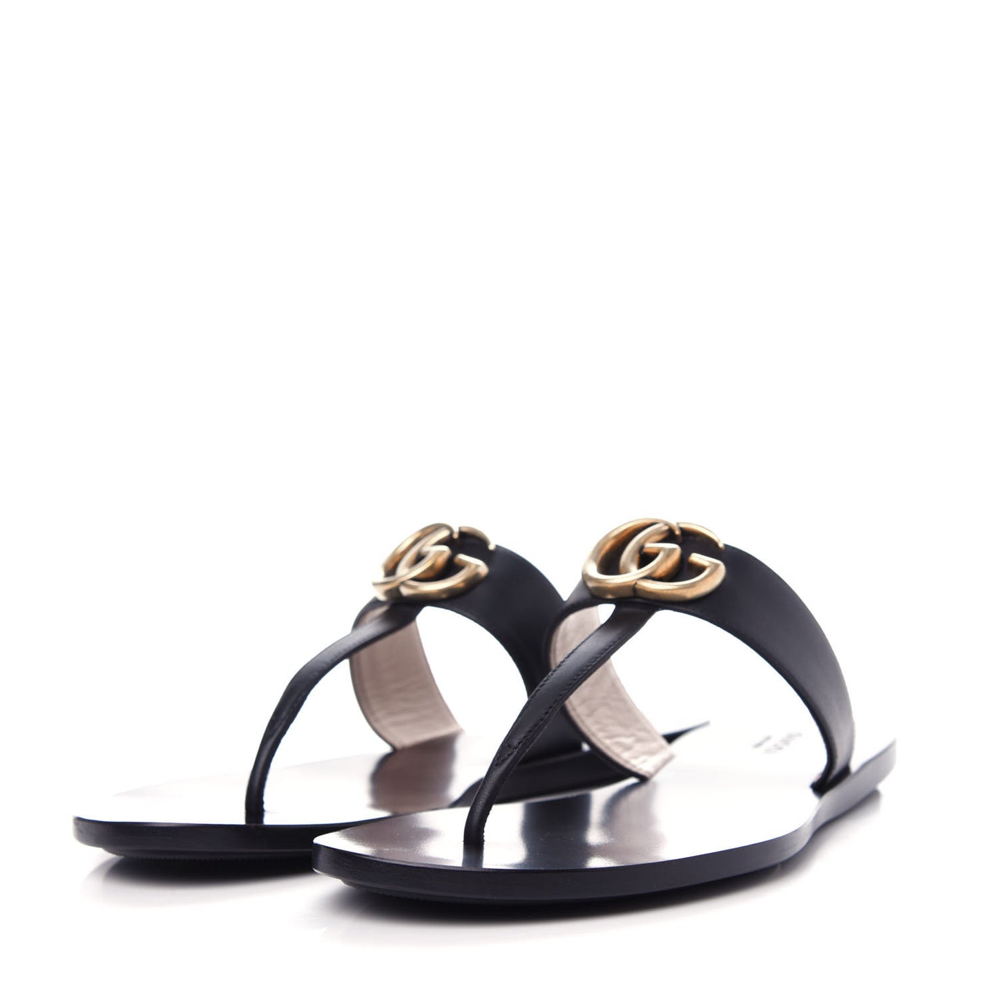 Calfskin GG Marmont Thong Sandals 37 Black