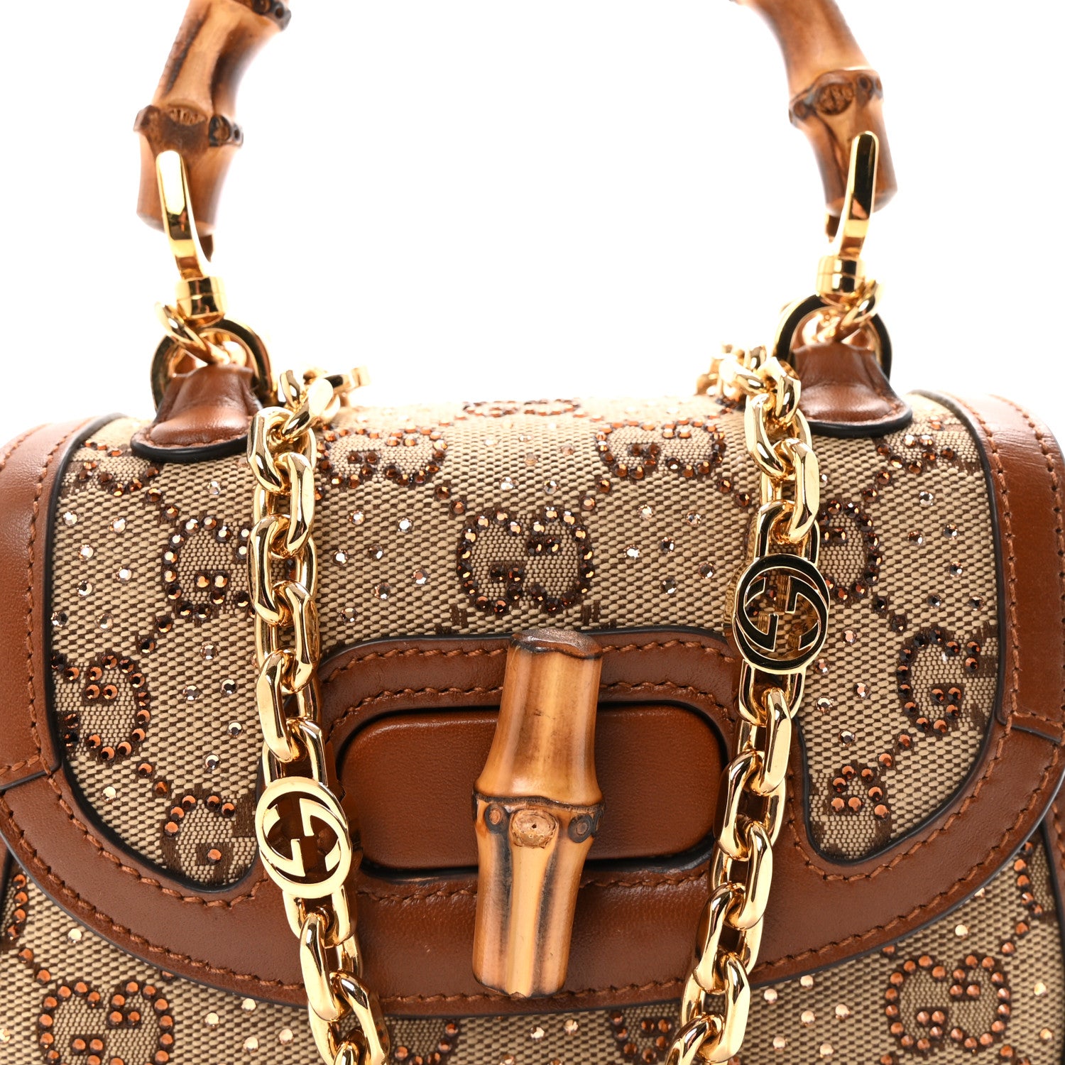 Gucci New Canvas Charisma Calfskin Crystal GG Monogram Small