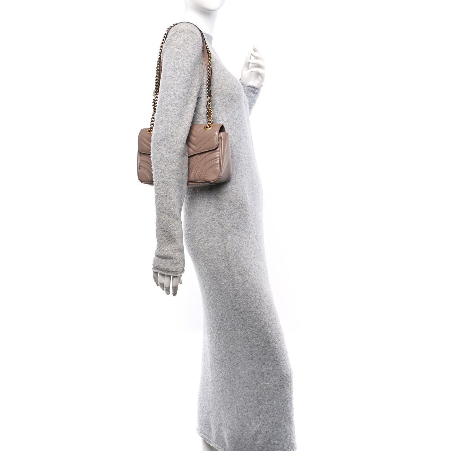 Calfskin Matelasse Small GG Marmont Shoulder Bag Porcelain Rose