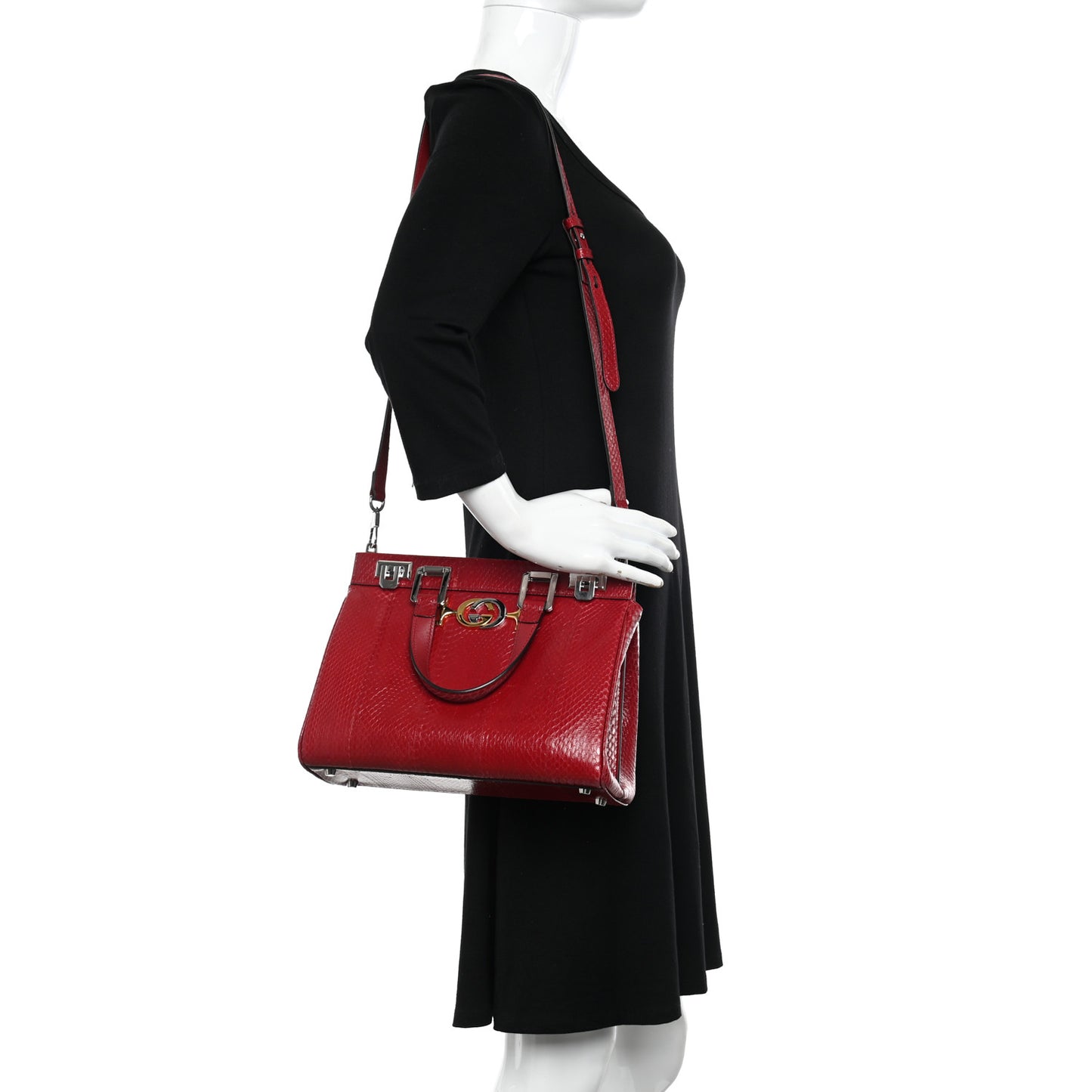 Snakeskin Small Zumi Top Handle Bag Romantic Cerise