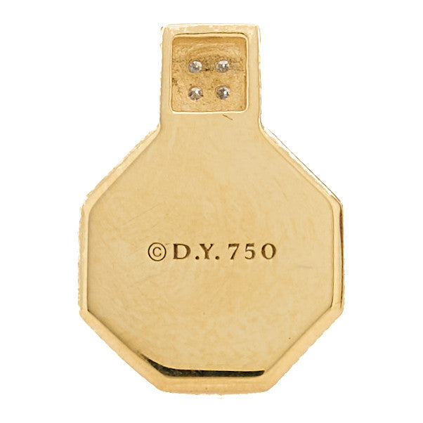 18K Yellow Gold Diamond Garnet Octagon Pendant