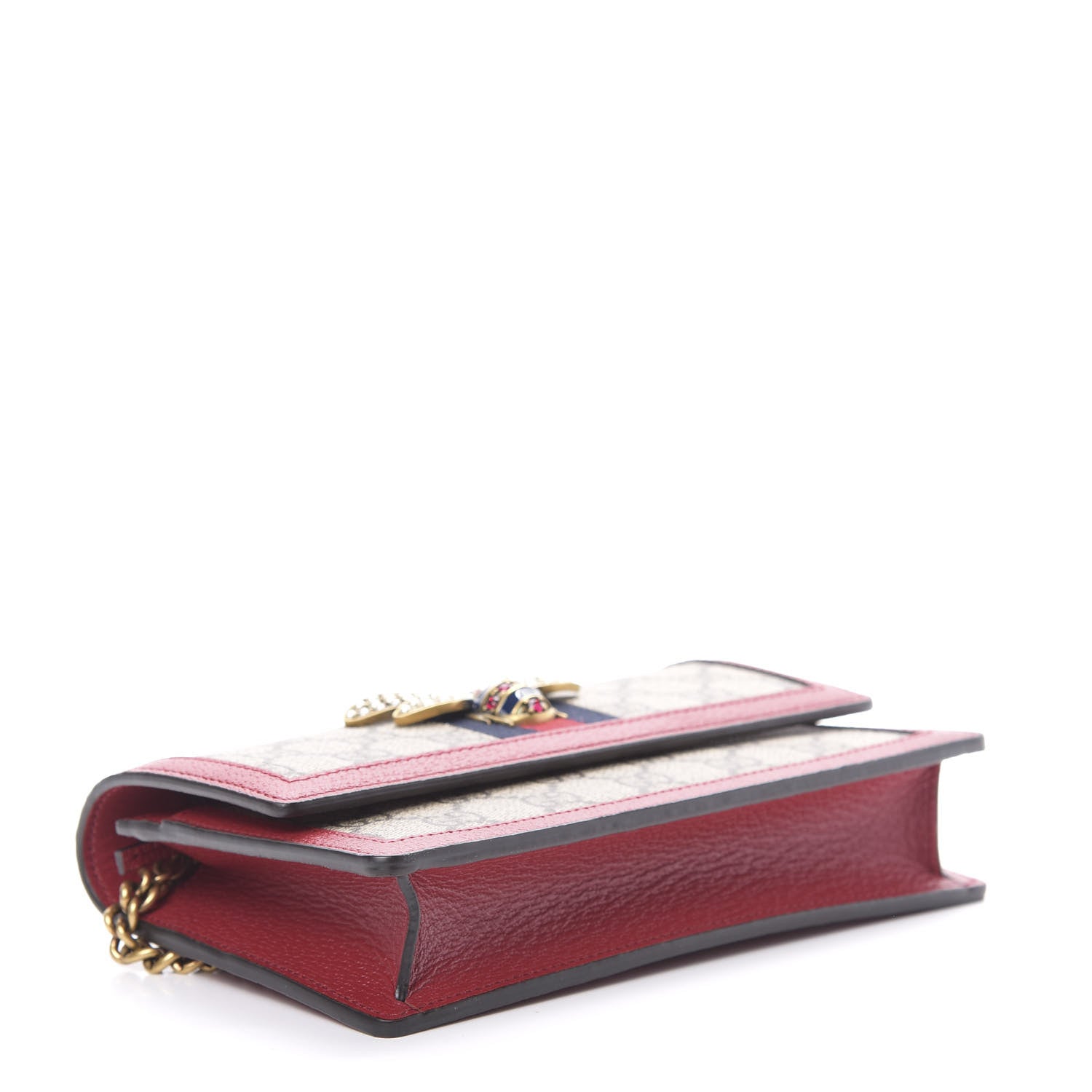 Gucci GG Supreme Monogram Web Queen Margaret Chain Wallet Red 4 of 10