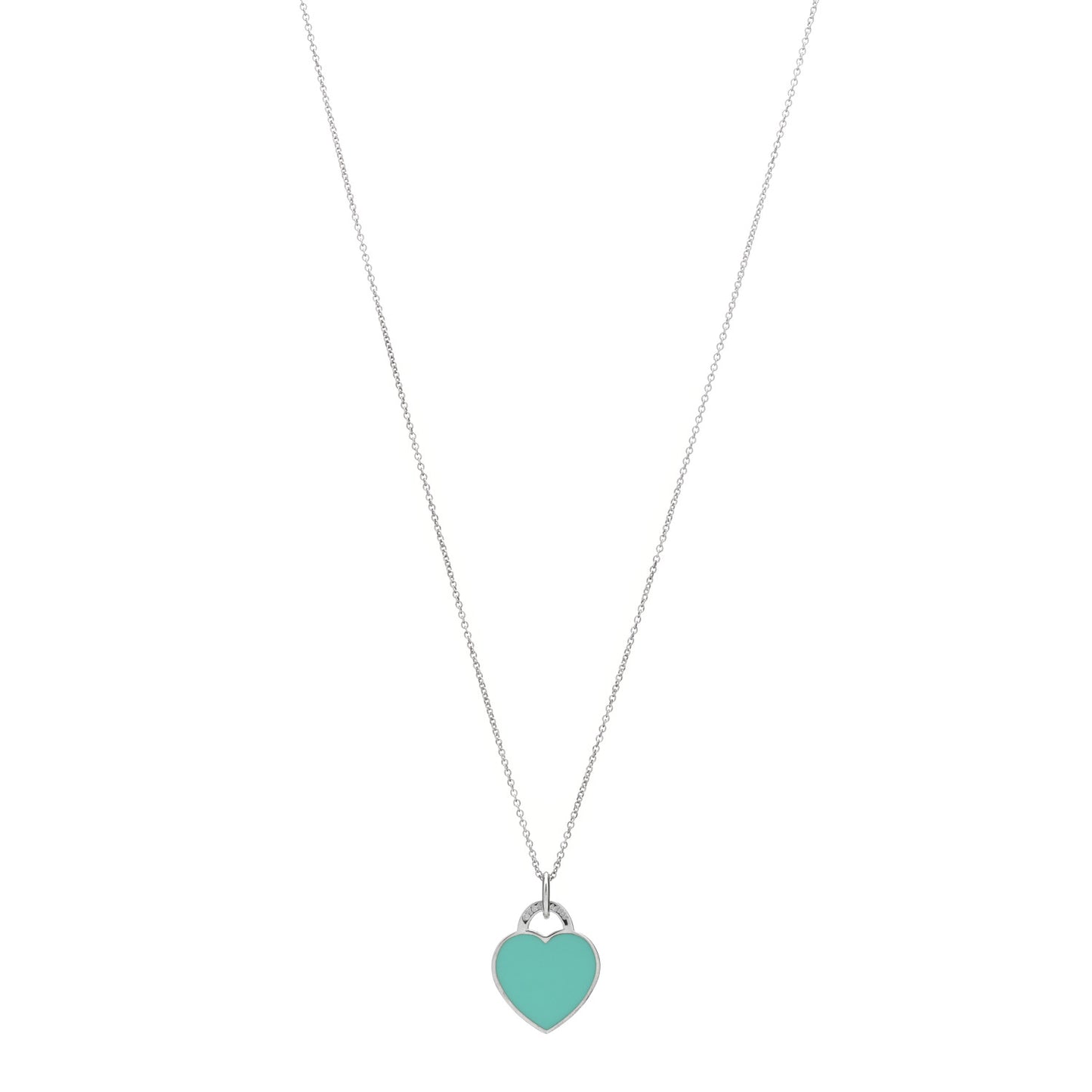 Sterling Silver Enamel Small Return to Tiffany Heart Pendant Necklace Blue