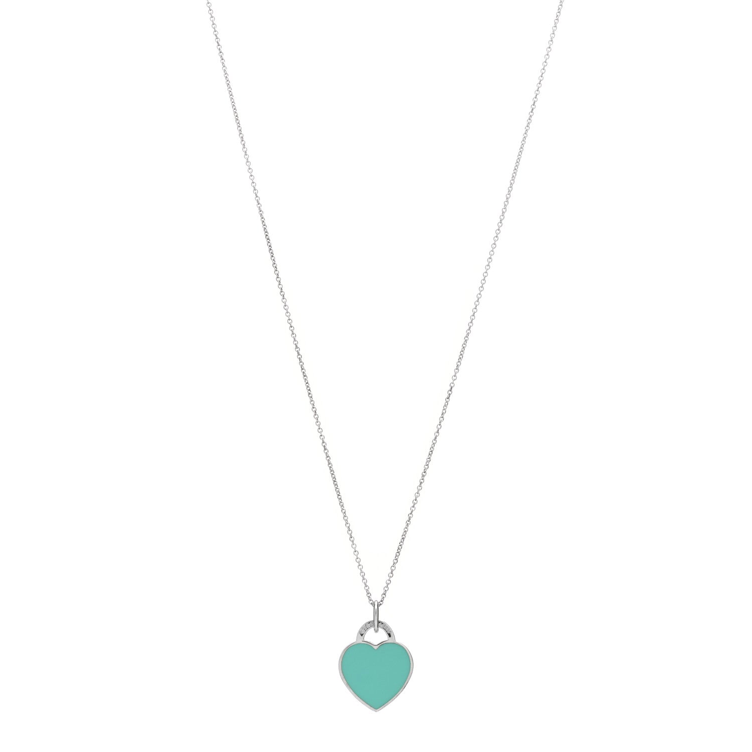 Tiffany Sterling Silver Enamel Small Return to Tiffany Heart Pendant Necklace Blue 1 of 6