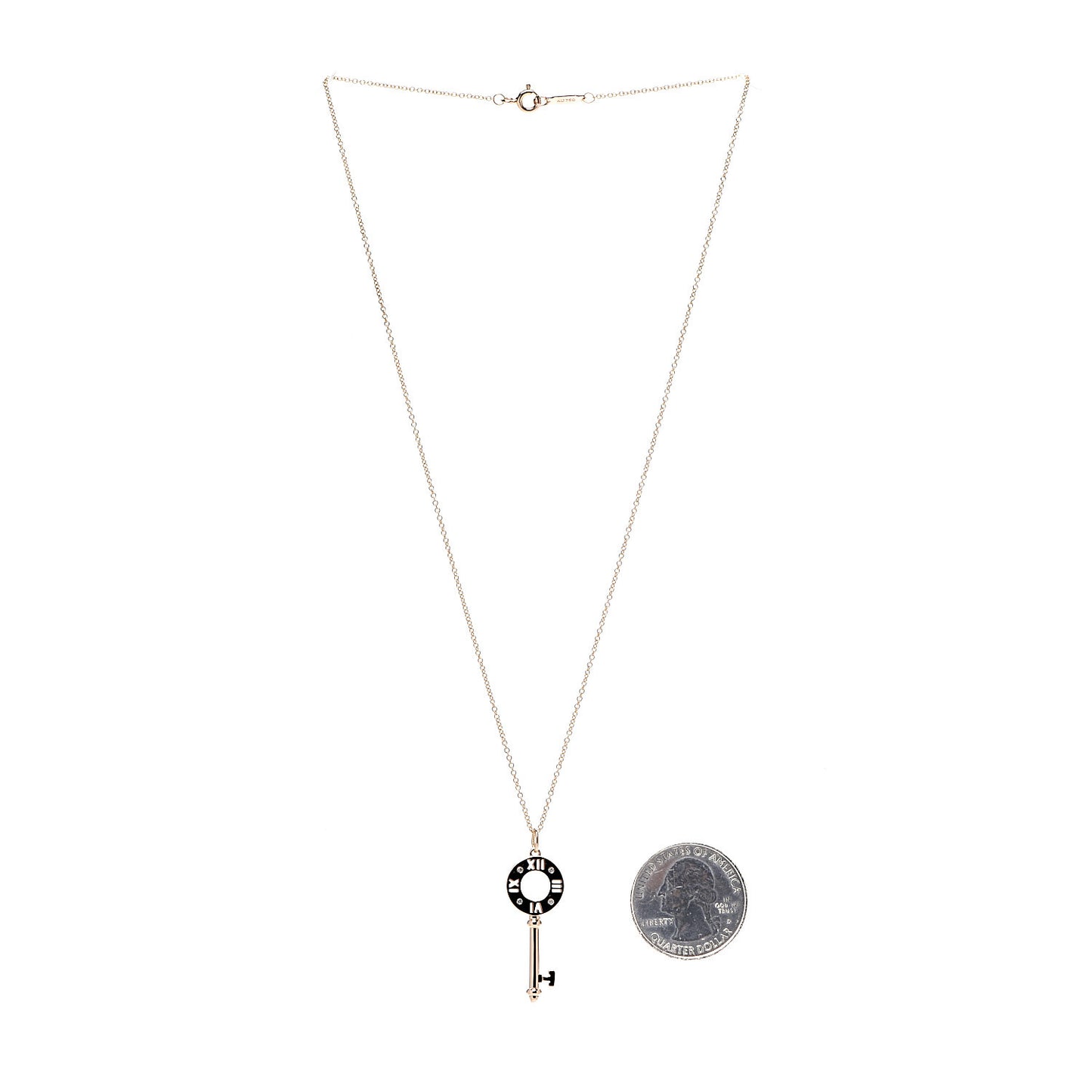 18K Rose Gold Diamond Atlas Pierced Key Pendant Necklace